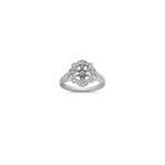 Vintage Diamond Floral Halo Engagement Ring with Pave Setting