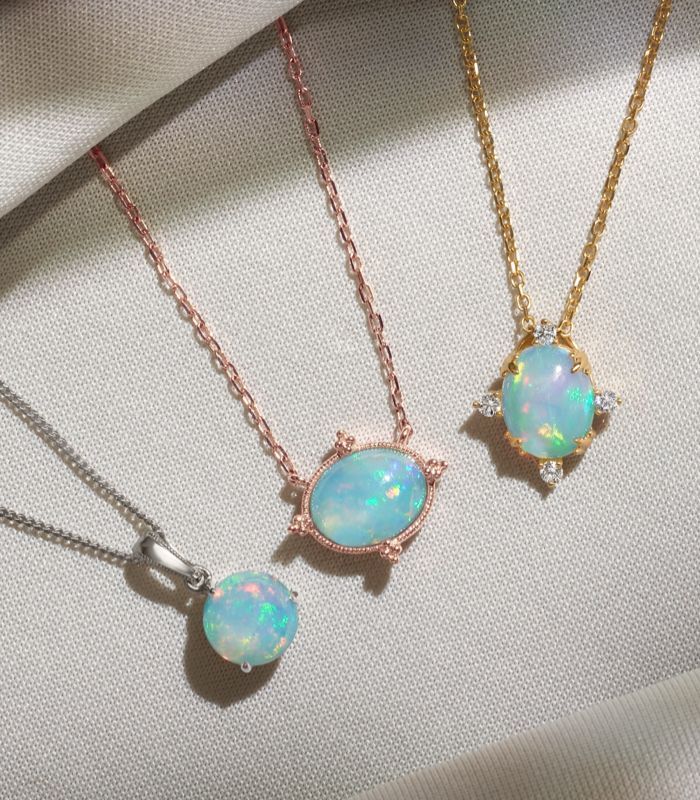 A collection of opal pendants