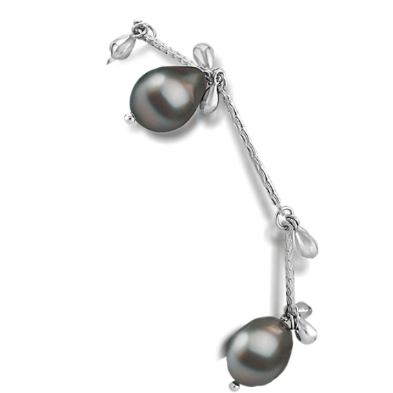 10mm Cultured Tahitian Pearl and Sterling Silver Bracelet (7") 10mm Cultured Tahitian Pearl and Sterling Silver Bracelet (7")