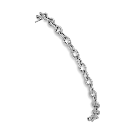 14k White Gold Link Charm Bracelet (8.5 in.)