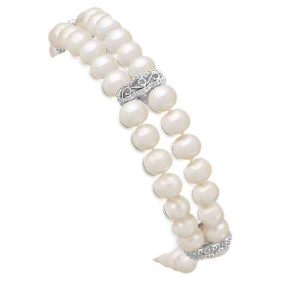 5.5mm Cultured Freshwater Pearl and Sterling Silver Bracelet (7.5") 5.5mm Cultured Freshwater Pearl and Sterling Silver Bracelet (7.5")