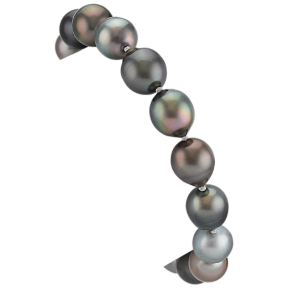 8mm Cultured Tahitian Pearl Bracelet in Sterling Silver (7.5") 8mm Cultured Tahitian Pearl Bracelet in Sterling Silver (7.5")