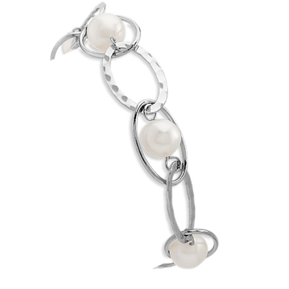 9mm Cultured Freshwater Pearl and Sterling Silver Bracelet (7.5") 9mm Cultured Freshwater Pearl and Sterling Silver Bracelet (7.5")