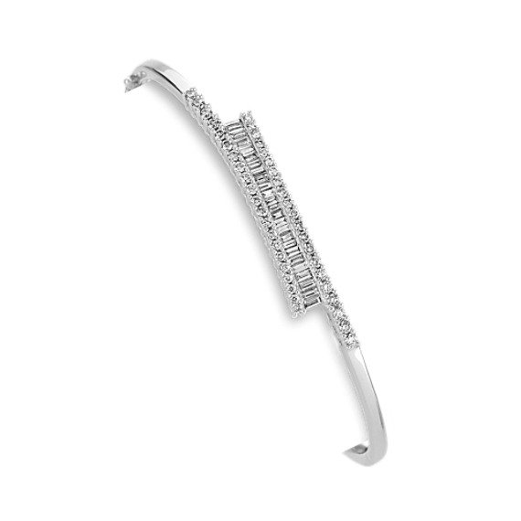 Baguette and Round Diamond Bangle Bracelet (7") Baguette and Round Diamond Bangle Bracelet (7")