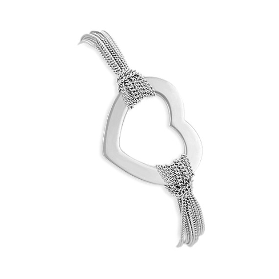 Engravable Sterling Silver Heart Bracelet (7.5") Engravable Sterling Silver Heart Bracelet (7.5")