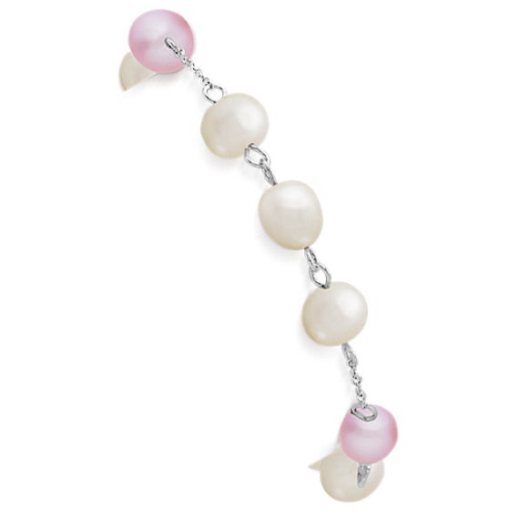 Multi-Colored Pearl and Sterling Silver Bracelet (7.5") 6.5-8mm Freshwater Multi-Colored Pearl and Sterling Silver Bracelet (7.5") 6.5-8mm Freshwater