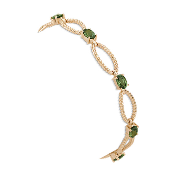 Oval Green Sapphire Bracelet (7") in 14k Yellow Gold Oval Green Sapphire Bracelet (7") in 14k Yellow Gold