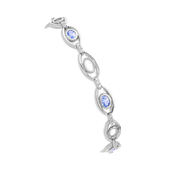 Oval Ice Blue Sapphire and Diamond Bracelet (7") Oval Ice Blue Sapphire and Diamond Bracelet (7")