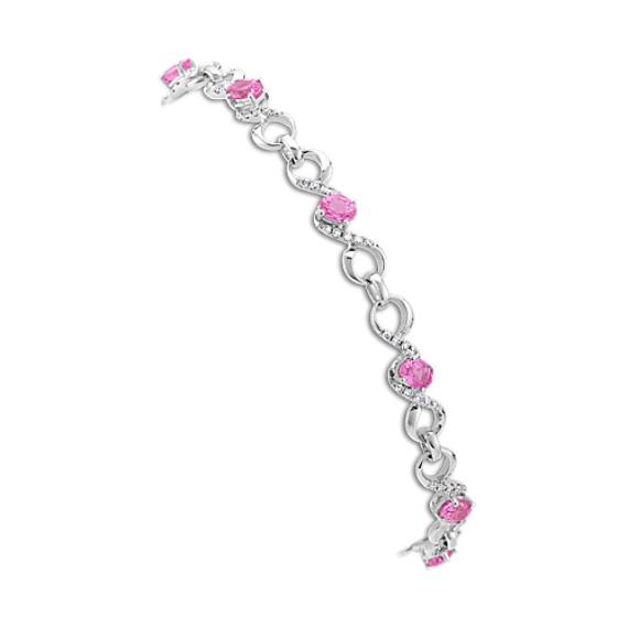 Oval Pink Sapphire and Diamond Bracelet (7.5") Oval Pink Sapphire and Diamond Bracelet (7.5")