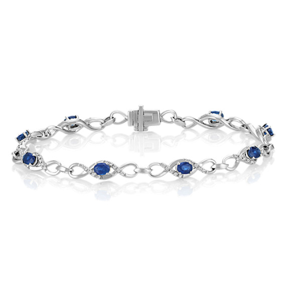 Oval Sapphire and Diamond Bracelet (7") Oval Sapphire and Diamond Bracelet (7")