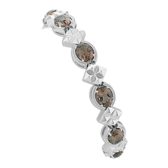 Oval Smoky Quartz and Sterling Silver Vintage Bracelet (7 in.)