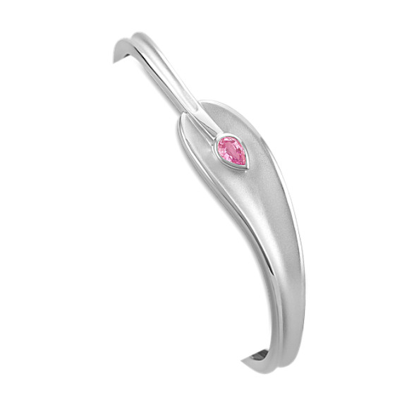 Pear-Shape Pink Sapphire and Sterling Silver Bangle Bracelet (7") Pear-Shape Pink Sapphire and Sterling Silver Bangle Bracelet (7")