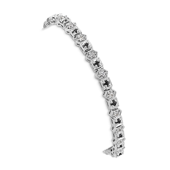 Round Black and White Sapphire Bracelet (7") Round Black and White Sapphire Bracelet (7")