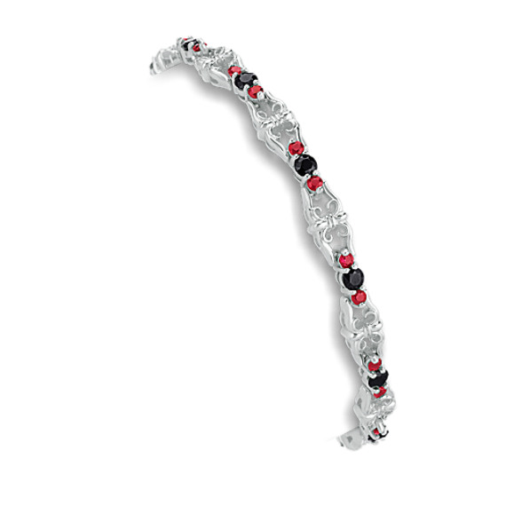 Round Black Sapphire and Ruby Bracelet (7") Round Black Sapphire and Ruby Bracelet (7")