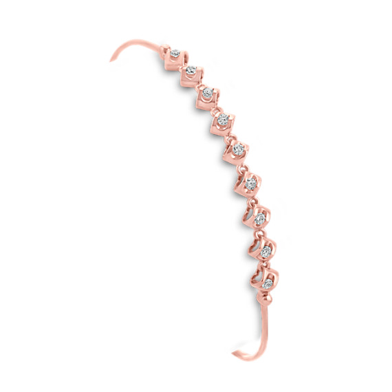 Round Diamond and 14k Rose Gold Bangle Bracelet (7") Round Diamond and 14k Rose Gold Bangle Bracelet (7")