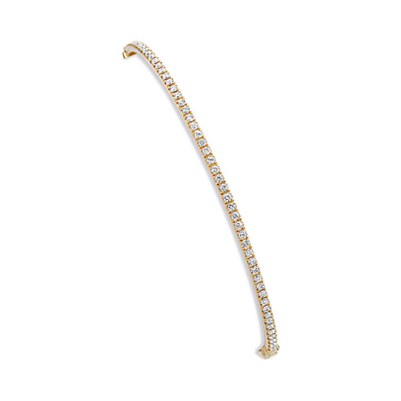 Round Diamond Bangle Bracelet in Yellow Gold (7") Round Diamond Bangle Bracelet in Yellow Gold (7")