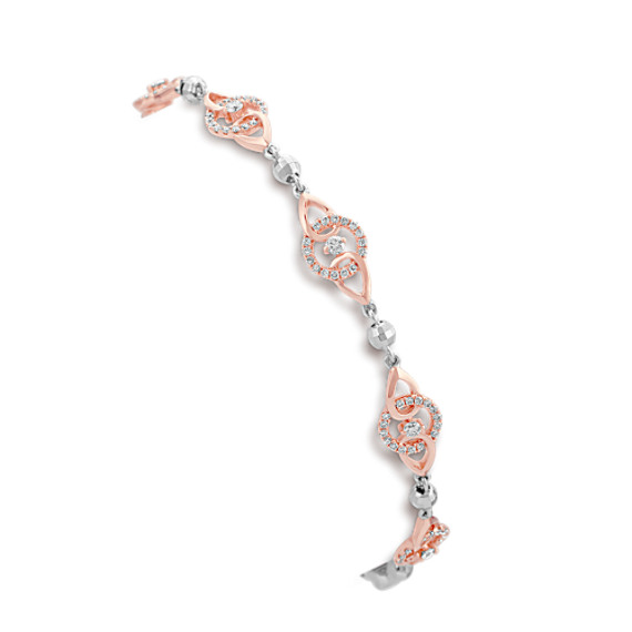 Round Diamond Bracelet in 14k Rose and White Gold (7.25") Round Diamond Bracelet in 14k Rose and White Gold (7.25")