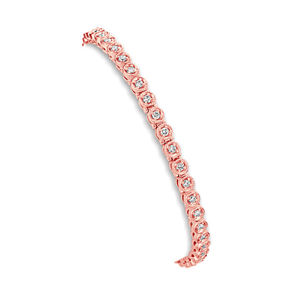 Round Diamond Bracelet in 14k Rose Gold (7") Round Diamond Bracelet in 14k Rose Gold (7")
