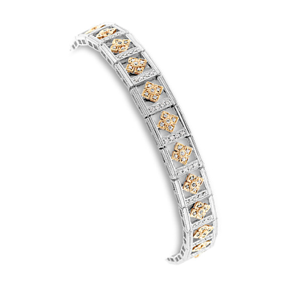 Round Diamond Bracelet in Two-Tone Gold (7") Round Diamond Bracelet in Two-Tone Gold (7")