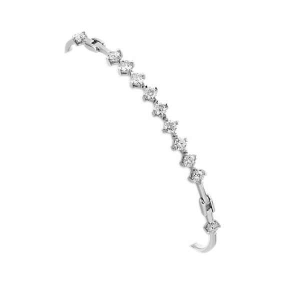 Round Diamond Bracelet with Heart-Shaped Prongs (7.25") Round Diamond Bracelet with Heart-Shaped Prongs (7.25")