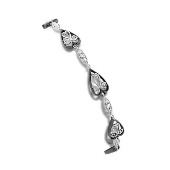 Round Diamond Heart Bracelet (7") Round Diamond Heart Bracelet (7")