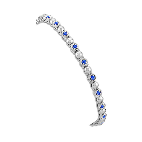 Round Kentucky Blue Sapphire and Gold Bead Bracelet (7") Round Kentucky Blue Sapphire and Gold Bead Bracelet (7")