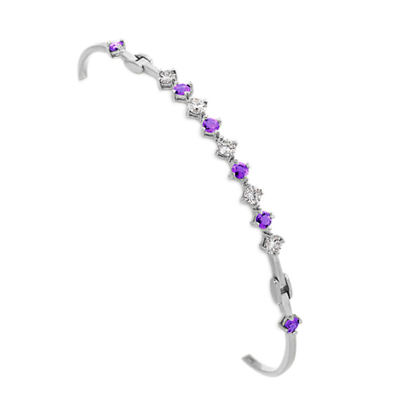 Round Lavender Sapphire and Diamond Bracelet (7") Round Lavender Sapphire and Diamond Bracelet (7")