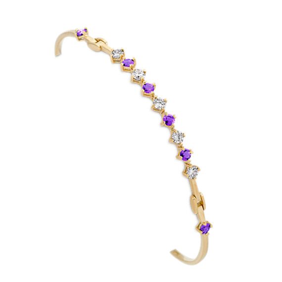 Round Lavender Sapphire and Diamond Bracelet (7") Round Lavender Sapphire and Diamond Bracelet (7")