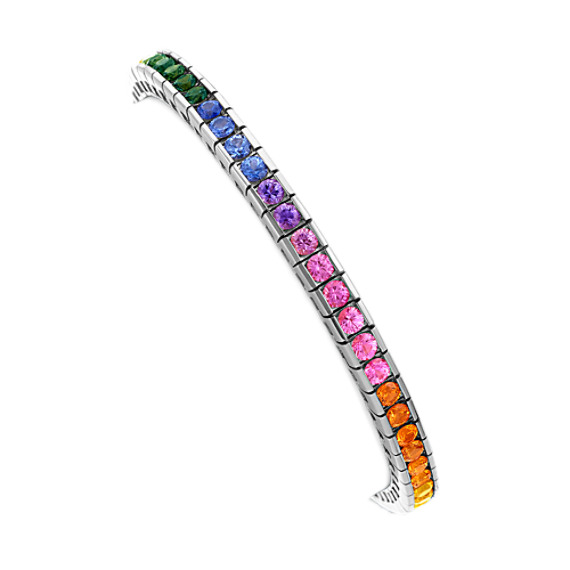 Round Multi-Colored Sapphire Bracelet (7") Round Multi-Colored Sapphire Bracelet (7")