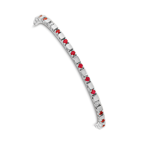 Round Ruby and Diamond Bracelet (7") Round Ruby and Diamond Bracelet (7")