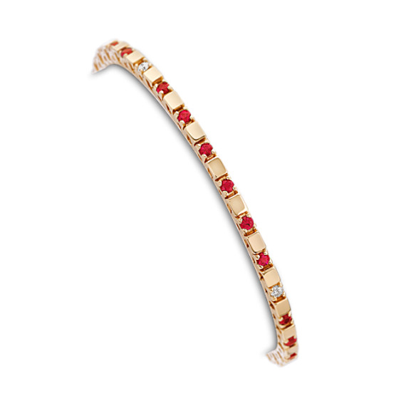 Round Ruby and Diamond Bracelet (7") Round Ruby and Diamond Bracelet (7")