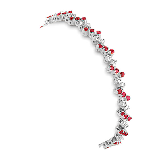 Round Ruby and Diamond Bracelet (7") Round Ruby and Diamond Bracelet (7")