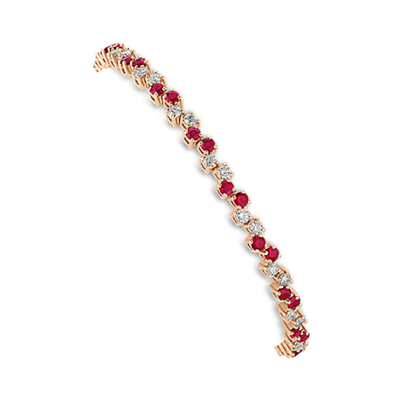 Round Ruby and Diamond Bracelet (7") Round Ruby and Diamond Bracelet (7")