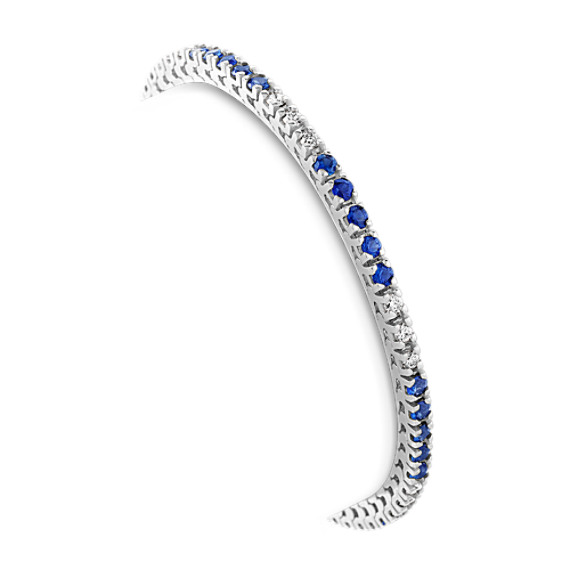 Round Sapphire and Diamond Tennis Bracelet (7") Round Sapphire and Diamond Tennis Bracelet (7")