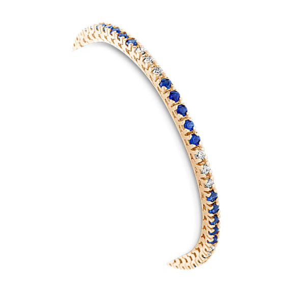 Round Sapphire and Diamond Tennis Bracelet (7") Round Sapphire and Diamond Tennis Bracelet (7")