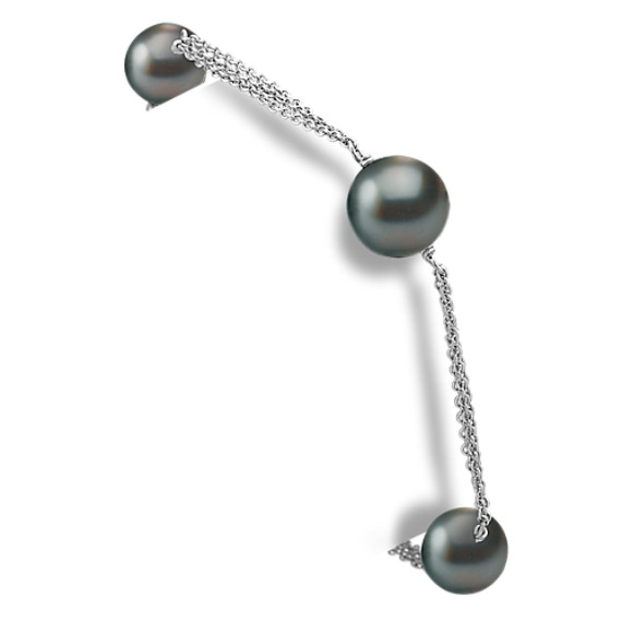 Sterling Silver and 9mm Cultured Tahitian Pearl Bracelet (7.5") Sterling Silver and 9mm Cultured Tahitian Pearl Bracelet (7.5")