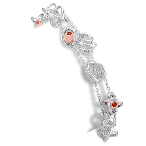 Sterling Silver and Rose Bead Bracelet (7") Sterling Silver and Rose Bead Bracelet (7")