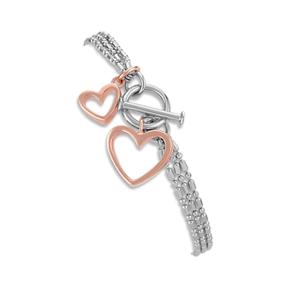 Sterling Silver Double Heart Bracelet (7") Sterling Silver Double Heart Bracelet (7")