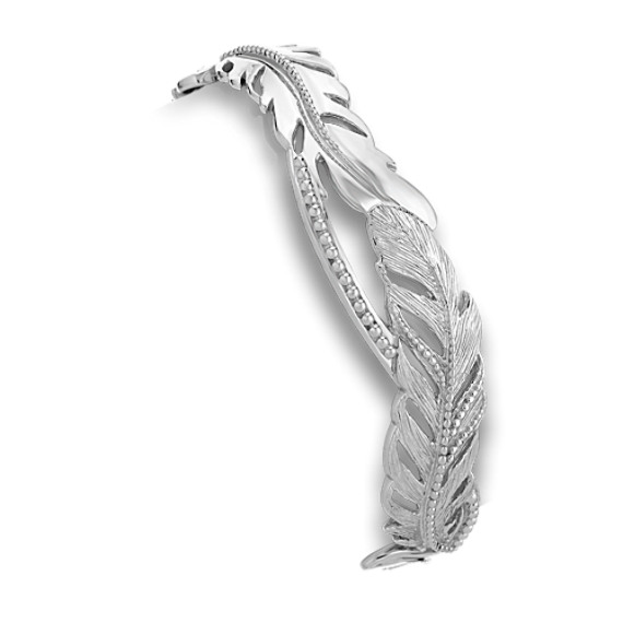 Sterling Silver Feather Cuff Bracelet (7") Sterling Silver Feather Cuff Bracelet (7")
