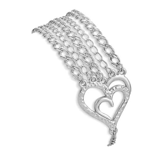 Sterling Silver Heart Bracelet (7.5") Sterling Silver Heart Bracelet (7.5")