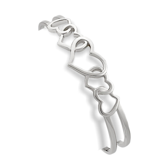 Sterling Silver Heart Cuff Bracelet (7") Sterling Silver Heart Cuff Bracelet (7")