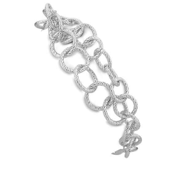 Textured Circle Sterling Silver Bracelet (7") Textured Circle Sterling Silver Bracelet (7")
