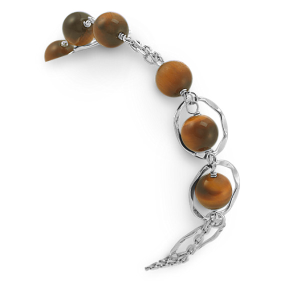 Tiger's Eye and Sterling Silver Bracelet (8") Tiger's Eye and Sterling Silver Bracelet (8")