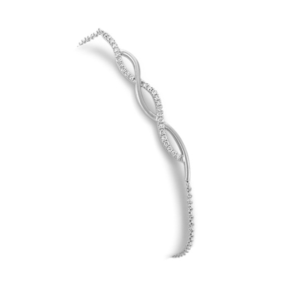 Twist Round Diamond Bracelet in 14k White Gold (7.5") Twist Round Diamond Bracelet in 14k White Gold (7.5")
