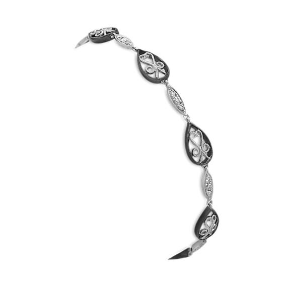 Vintage Diamond Fashion Bracelet with Black Rhodium (7") Vintage Diamond Fashion Bracelet with Black Rhodium (7")