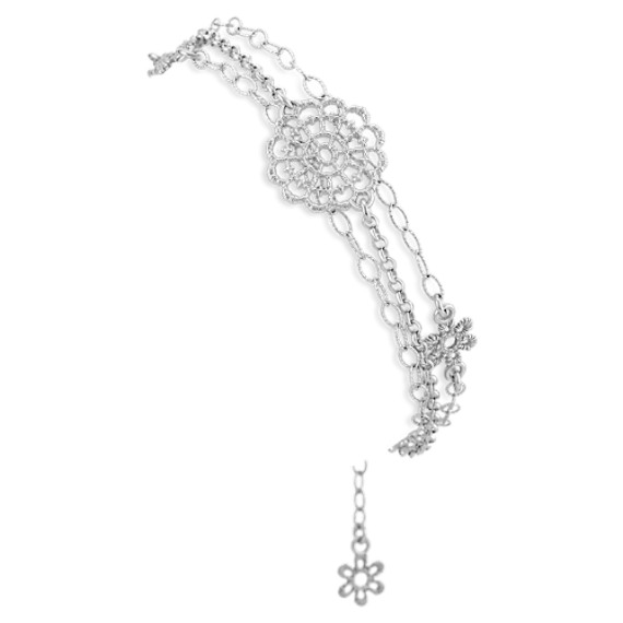 Vintage Sterling Silver Floral Bracelet (7.5") Vintage Sterling Silver Floral Bracelet (7.5")