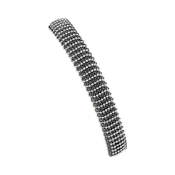 White and Black Sterling Silver Mesh Bangle Bracelet (7.75") White and Black Sterling Silver Mesh Bangle Bracelet (7.75")
