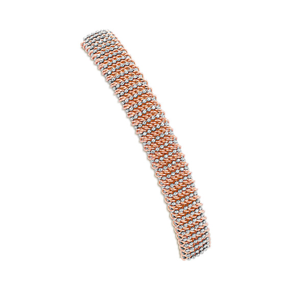 White and Rose Sterling Silver Mesh Bangle Bracelet (7.75") White and Rose Sterling Silver Mesh Bangle Bracelet (7.75")