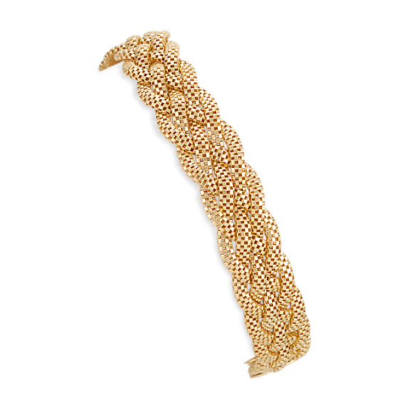 Yellow Sterling Silver Braided Bracelet (7.5") Yellow Sterling Silver Braided Bracelet (7.5")