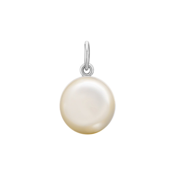10mm Cultured Freshwater Coin Pearl Solitaire Charm 10mm Cultured Freshwater Coin Pearl Solitaire Charm